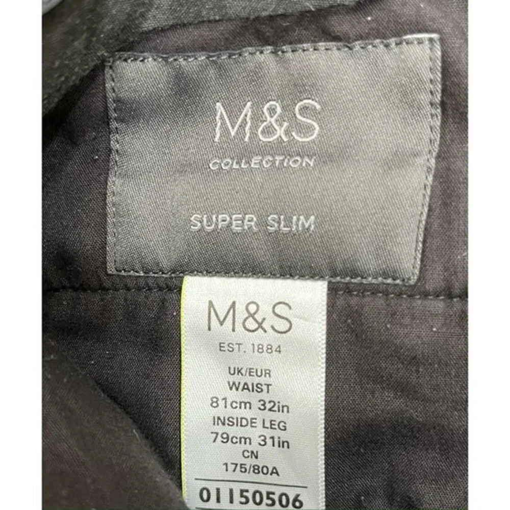 M&S Collection Super Slim Navy Pants 32x31 - Picture 2 of 3